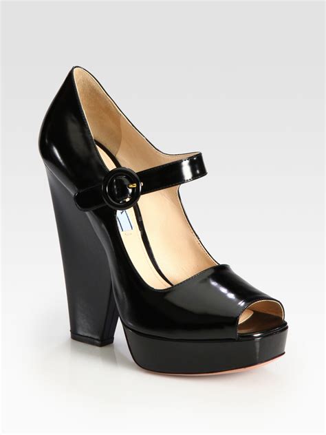 prada black patent leather mary jane pumps|mary jane slingback pumps.